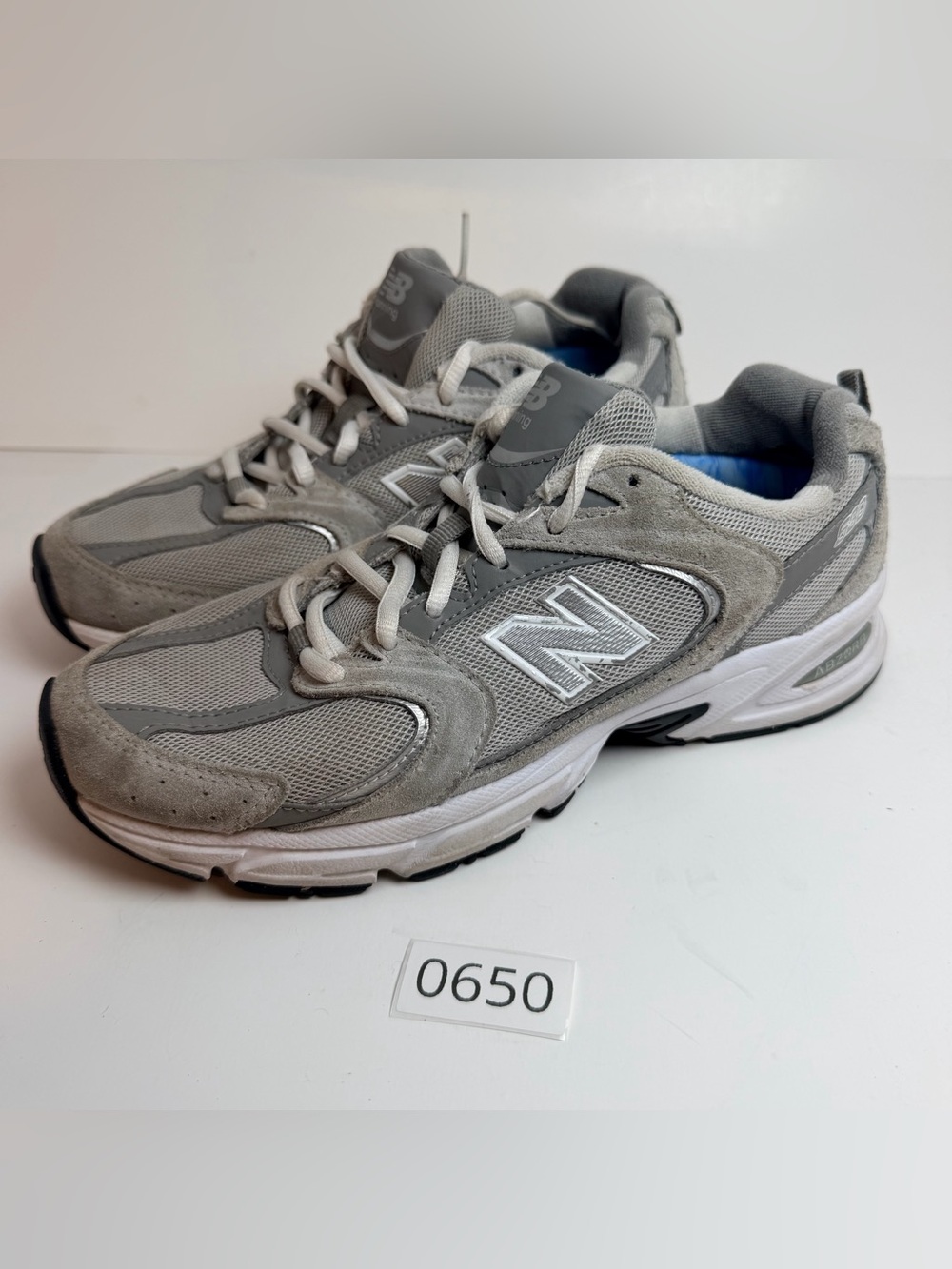 New Balance Men’s Gray Suede & Mesh Athletic Sneakers